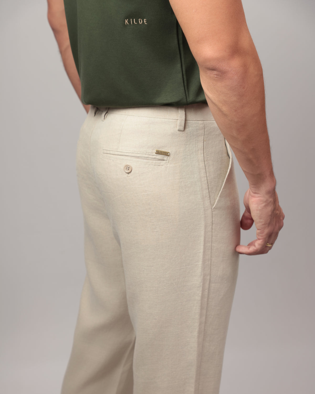 CALÇA MASCULINA RETA LINHO 100% - JERI