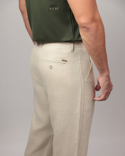 CALÇA MASCULINA RETA LINHO 100% - JERI