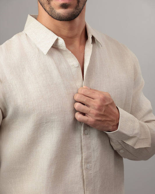 CAMISA MASCULINA 100% LINHO - PREÁ