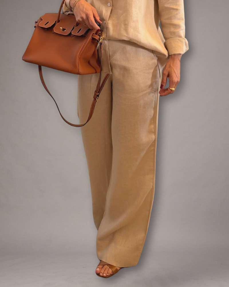 CALÇA FEMININA RETA 100% LINHO - TRANCOSO
