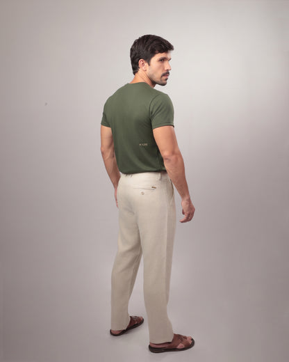 CALÇA MASCULINA RETA LINHO 100% - JERI