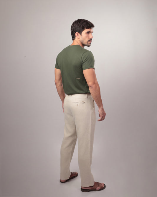 CALÇA MASCULINA RETA LINHO 100% - JERI