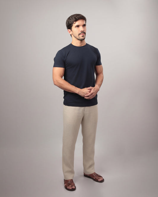 CALÇA MASCULINA RETA LINHO 100% - JERI