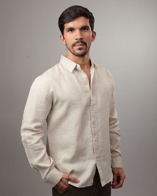 CAMISA MASCULINA 100% LINHO - PREÁ