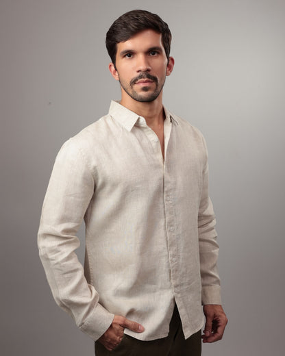 CAMISA MASCULINA 100% LINHO - PREÁ